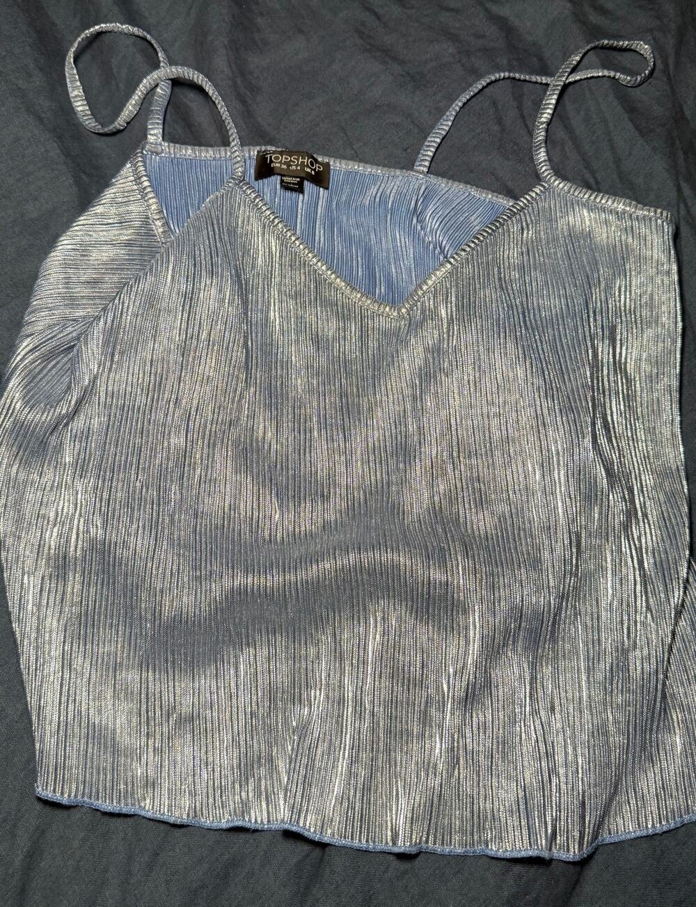 Topshop Blue Shimmery Tank Top Size 4